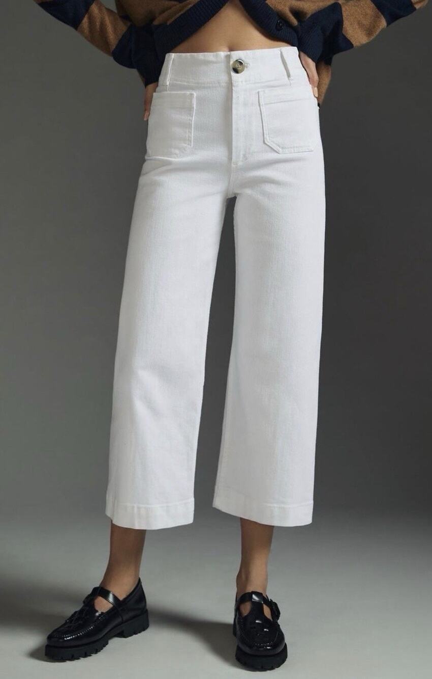 Pilcro The Skipper Jeans White Wide Leg Cropped Size 31 Anthropologie
